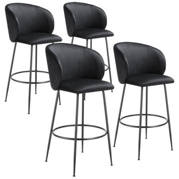Barkruk Luana, met rugleuning, fluweellook - zwart/zwart, Se, Huis en Inrichting, Barkrukken, Verzenden, Nieuw