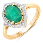 Ring - 14 karaat Geel goud - 1.68ct. tw. Smaragd - Diamant -, Sieraden, Tassen en Uiterlijk, Ringen, Nieuw