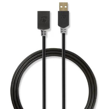Nedis Grijs USB verlengkabel 2m (CCBW60010AT20), Ophalen of Verzenden, Nieuw