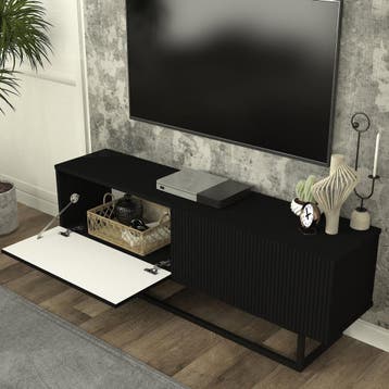 Tv-meubel Verpsboga kort frame 135x32x47 cm zwart [en.casa], Verzenden, Nieuw