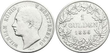 Gulden 1856 Wuerttemberg Wilhelm I 1816-1864, Verzenden