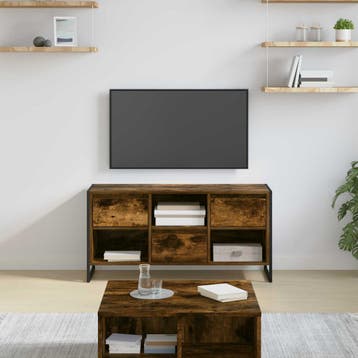 vidaXL TV-kast 100 x 36 x 49,5 cm Rook Eik Bewerkt hout, Minder dan 50 cm, Verzenden, Nieuw, Minder dan 100 cm