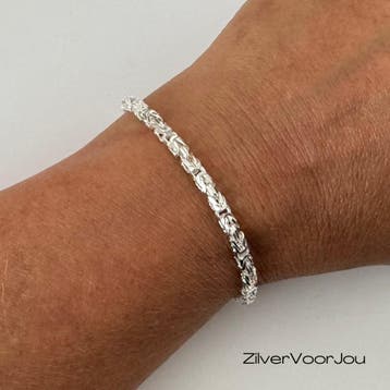 Zilveren koningsschakel 20 cm armband 3.6 mm breed, Verzenden, Nieuw, Zilver