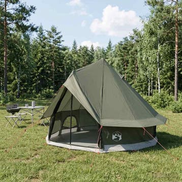 vidaXL Tipi Tent 4-persoons Legergroen Polyester en staal, Verzenden, Nieuw, Tot en met 2
