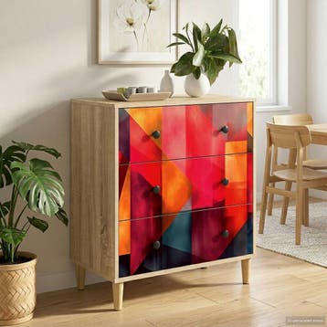 vidaXL Ladekast HEESCH Kleurblokprint 66 x 36,5 x 75 cm, Verzenden, Nieuw