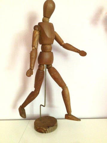 Mannequin - Vintage XL 56 cm tekenpop, ledenpop - Hout