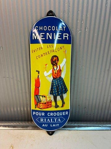 Chocolat Menier – Origineel Frans geëmailleerd reclamebord –