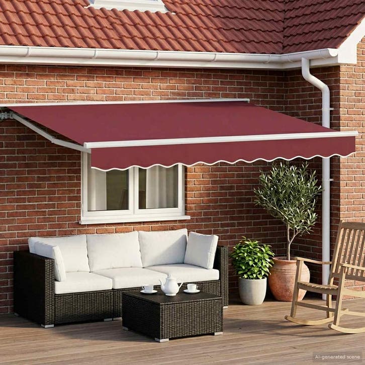 vidaXL Handmatige Luifelhouder met LEDs Bordeauxrood en Wit, Tuin en Terras, Zonneschermen, Nieuw, Verzenden