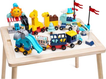 WonderMind WM-D001 - Massief Houten Bouwtafel Set -, Verzenden, Zo goed als nieuw