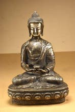 Tibetan Statue of Buddha, Silver Alloy - Legering - Nepal, Antiek en Kunst