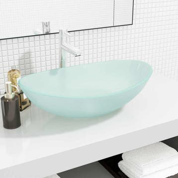 vidaXL Wasbak 54,5x35x15,5 cm gehard glas mat, Verzenden, Nieuw