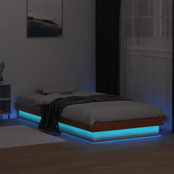 vidaXL Bedframe met LED massief grenenhout wasbruin 90x200, 90 cm, Eenpersoons, Bruin, Verzenden