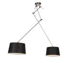 Hanglamp staal met linnen kappen zwart 35 cm 2-licht - Blitz, Verzenden, Nieuw, Modern
