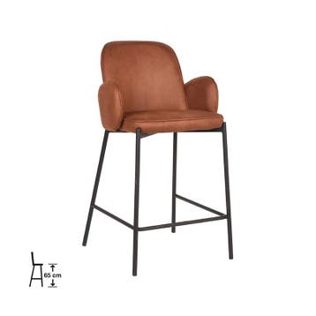 Barkruk Jari | Cognac | Microvezel | Laag | 2 stuks LABEL51, Verzenden, Nieuw in verpakking