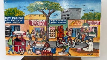 Schilderij - Afrikaanse straatscène – Levendig stedelijk