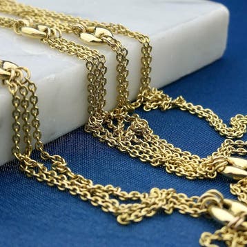 Gouden lange anker schakel ketting, Ophalen of Verzenden, Gebruikt, Goud, Goud