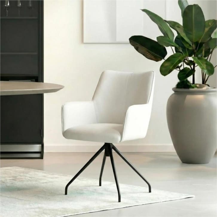 Leren eetkamerstoel Wave - Toledo Purewhite (wit) -, Huis en Inrichting, Stoelen, Wit, Nieuw, Leer, Ophalen of Verzenden