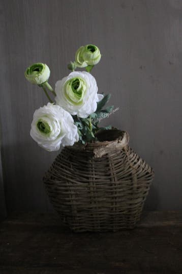 Zijden Ranonkel green/white 40 cm, Ophalen of Verzenden, Nieuw