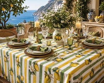 tafelkleed voor grote tafels “Righe di Limone” - Tafelkleed