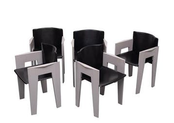 Arco - Arnold Merckx - Eetkamerstoel (5) - hout, leer -