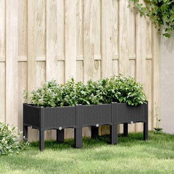 vidaXL Plantenbak met poten 120x40x42 cm polypropeen zwart, Verzenden, Nieuw, Kunststof