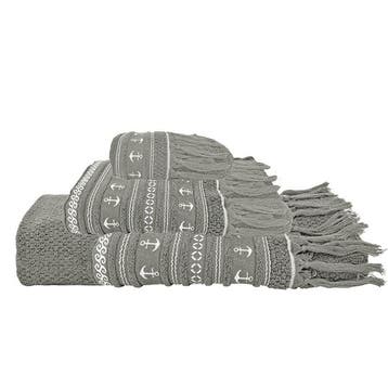 Maritieme Handdoeken set Santorini Anchor Grijs 3 stuks, Ophalen of Verzenden, Nieuw