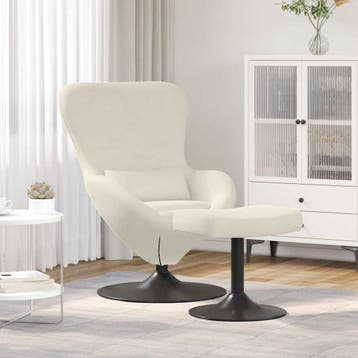 vidaXL Egg Chair met Voetsteun Crème Fluweel, Huis en Inrichting, Fauteuils, Verzenden, Nieuw