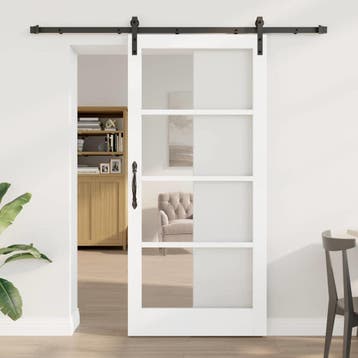 vidaXL Schuifdeur ORKDAL Wit en zwart 93 x 202 cm, Verzenden, Nieuw