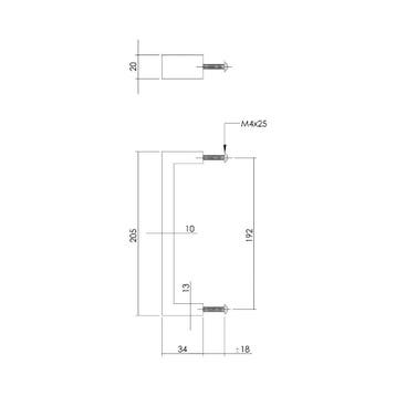 Intersteel Meubelgreep rechthoek 205mm - RVS, Verzenden, Nieuw