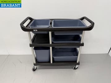 HCB Kunststof afruimwagen afruimtrolley 3 lagen met 5 bakken, Ophalen of Verzenden, Nieuw in verpakking