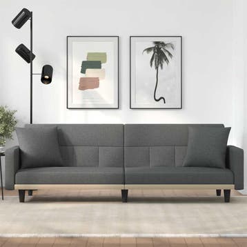 vidaXL Slaapbank met kussens stof donkergrijs, Verzenden, Nieuw, Stof, Minder dan 150 cm