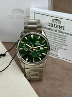 Orient - Stretto Sun & Moon Automatic Day/Date Silver/Green, Nieuw