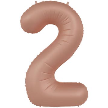 Folie Ballon cijfer 2 Vintage Rose 86 cm, Verzenden, Nieuw, Feestartikel, Verjaardag