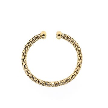 Gouden Meshschakel klemarmband; Maat M (Schakelarmband), Ophalen of Verzenden, Gebruikt, Goud, Goud