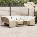 vidaXL Tuinbank met kussens poly rattan beige, Verzenden, Nieuw