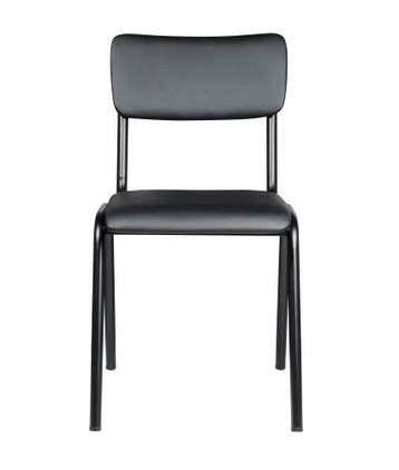 Stapelbare 4 poots stoel Indy leder Zwart Leer, Huis en Inrichting, Stoelen, Ophalen of Verzenden, Nieuw