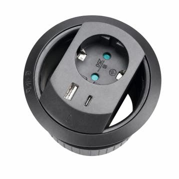 Profile Bureaustekkerdoos Usb-a en Usb-c - Zwart, Verzenden, Nieuw
