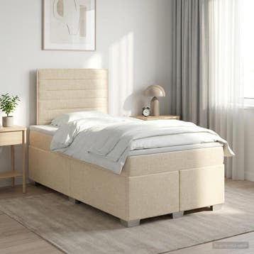 vidaXL Boxspringbed met matras Crèmekleurig 120 x 190 cm, Verzenden, Nieuw, Twijfelaar, Crème