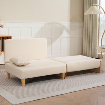 Slaapbank Seinlus 1-zits 81x88x68 cm beige [en.casa], Verzenden, Nieuw