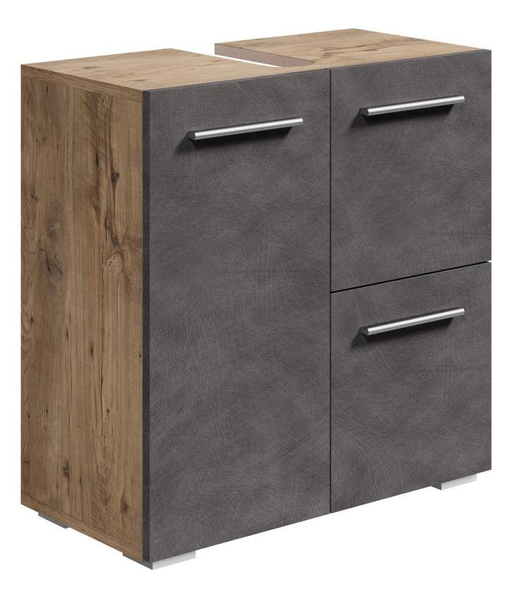 Wastafelkast Mars 60 x 30 x 60 cm Kastanje Eiken Grijs, Huis en Inrichting, Badkamer | Badkamermeubels, Nieuw, Wastafelkast, Verzenden