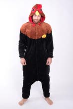 Onesie Haan Pak L-XL Hanenpak Kostuum Bruin Zwart Ei Kip Kip, Maat 52/54 (L), Carnaval, Nieuw, Ophalen of Verzenden