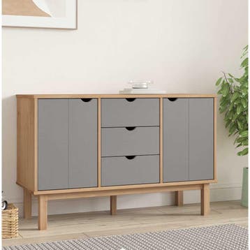 vidaXL Dressoir OTTA 113,5x43x73 cm massief grenenhout bruin, 100 tot 150 cm, Verzenden, Nieuw, Grenenhout