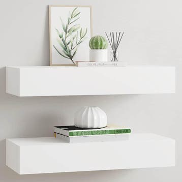 vidaXL Wandschappen 2 st met lade 60x23,5x10 cm MDF wit, Verzenden, Nieuw