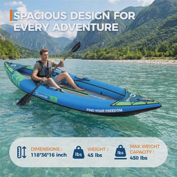 Opblaasbare Kajak voor 1 Persoon - Drop-Stitch Constructie &, Watersport en Boten, Verzenden, Nieuw