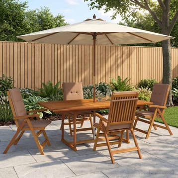 vidaXL 5-delige tuin eetset Naturel Massief Acaciahout, Verzenden, Nieuw