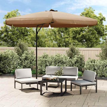 vidaXL Parasol met stalen paal 300 cm taupe, Verzenden, Nieuw, 3 tot 4 meter