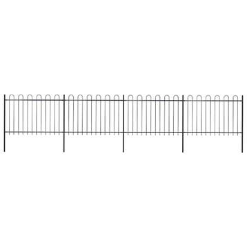 vidaXL Tuinhek met ringtop staal 671x120 cm zwart, Verzenden, Nieuw, IJzer, 1 tot 2 meter
