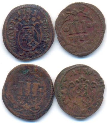 Lot 2x 3 Pfennig 1739 + 1741 Soest Stadt:, Verzenden