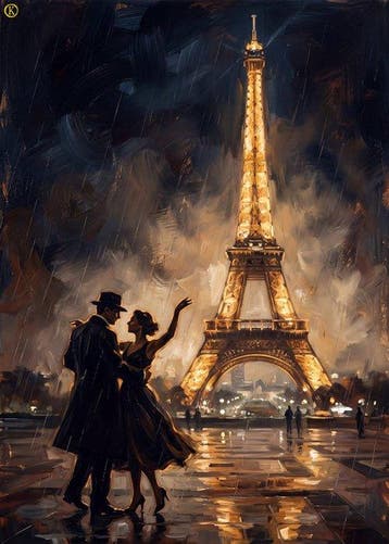 Kleury.art - [XL Canvas] Waltz Beneath the Iron Tower” by