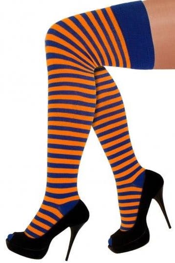 Lange Sokken Oranje/Blauw Gestreept, Ophalen of Verzenden, Nieuw